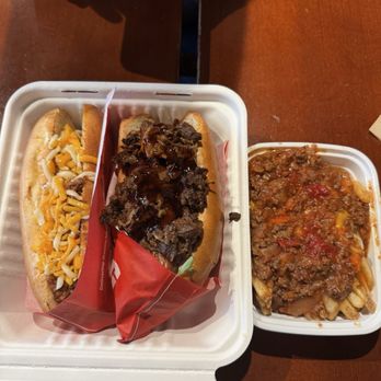 Japadog - #4 meat lovers + yakiniku + meat/cheese fries. - Japanese Near Me - Vancouver, British Columbia