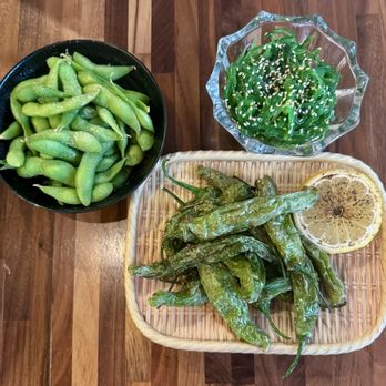 Moriya Shokudo - S1 Edamame, S5 Shishito Peppers, S3 Seaweed Salad - Ramen Near Me - Richardson, Texas Moriya Shokudo - S1 Edamame, S5 Shishito Peppers, S3 Seaweed Salad - Ramen Near Me - Richardson, Texas