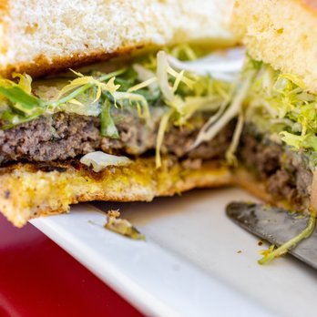 Water Tower Kitchen - Lamb Burger cross-section - New American Near Me - Campbell, California Water Tower Kitchen - Lamb Burger cross-section - New American Near Me - Campbell, California