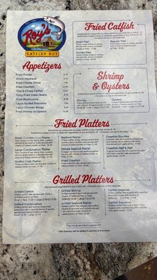 Menu photo 1 Roy's Catfish Hut Kinder, LA Menu photo 1 Roy's Catfish Hut Kinder, LA