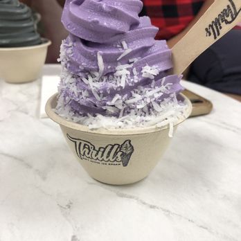 Thrills Soft Serve - Ube and coconut shred. - Ice Cream & Frozen Yogurt Near Me - Honolulu, Hawaii Thrills Soft Serve - Ube and coconut shred. - Ice Cream & Frozen Yogurt Near Me - Honolulu, Hawaii
