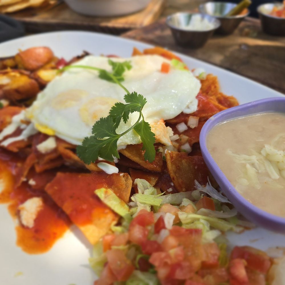 Felipe's - Chilaquiles with rojo sauce and fried eggs - Mexican Near Me - Palm Springs, California