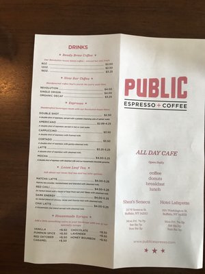 Menu photo 2 Public Espresso + Coffee Buffalo, NY