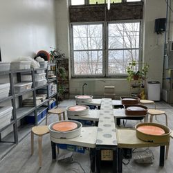New Bedford Pottery - Pottery wheel area where 4-session monthly courses are held.