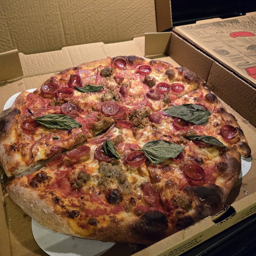 Pizza Lupo - Pepperoni, Sausage, and Red Onion - Pizza Near Me - Pittsburgh, Pennsylvania Pizza Lupo - Pepperoni, Sausage, and Red Onion - Pizza Near Me - Pittsburgh, Pennsylvania