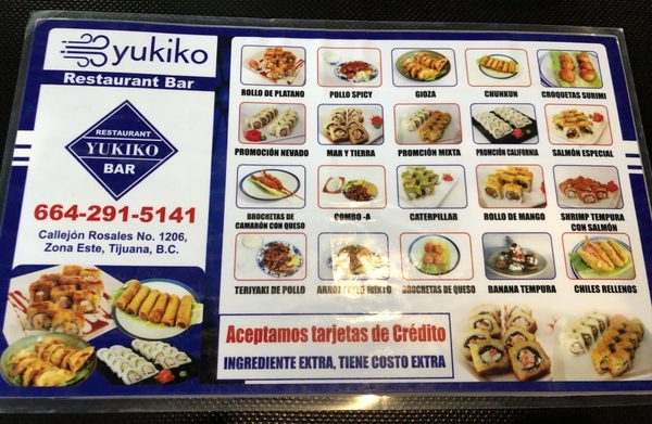 Menu photo 3 Yukiko Tijuana, BCN Menu photo 3 Yukiko Tijuana, BCN