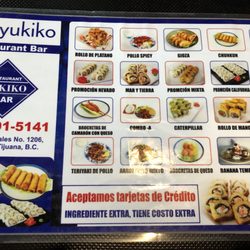 Yukiko - Menú