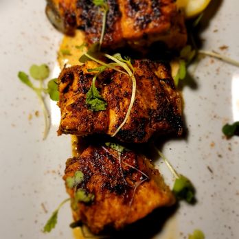 Chefs Kitchen and Cocktails - Grilled Salmon bites (Partially snacked on) - Cocktail Bars Near Me - Norfolk, Virginia Chefs Kitchen and Cocktails - Grilled Salmon bites (Partially snacked on) - Cocktail Bars Near Me - Norfolk, Virginia