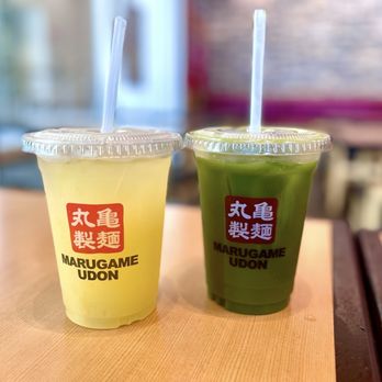 Marugame Udon - Calamansi-ade and Matcha both iced, both hella good - Japanese Near Me - Berkeley, California