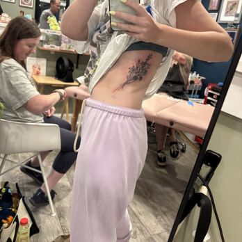 Blue Heron Tattoo - Rib floral piece - Tattoo Near Me - Charles Town, West Virginia Blue Heron Tattoo - Rib floral piece - Tattoo Near Me - Charles Town, West Virginia