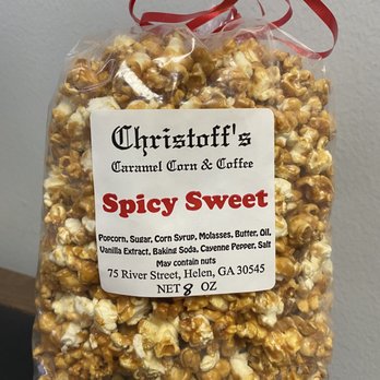 Christoff’s Caramel Corn & Coffee - Spicy Sweet! - Popcorn Shops Near Me - Helen, Georgia Christoff’s Caramel Corn & Coffee - Spicy Sweet! - Popcorn Shops Near Me - Helen, Georgia