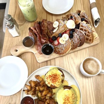The Breeze Cafe - Crab cake benedict, The Breeze board, Iced Matcha latte, Vanilla latte - Breakfast & Brunch Near Me - Newark, California The Breeze Cafe - Crab cake benedict, The Breeze board, Iced Matcha latte, Vanilla latte - Breakfast & Brunch Near Me - Newark, California