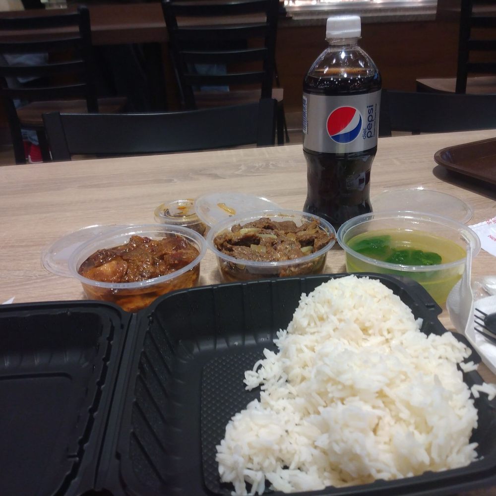 Grill City - Pork adobo on the left, beefsteak with onions on the right. - Filipino Near Me - Santa Clarita, California Grill City - Pork adobo on the left, beefsteak with onions on the right. - Filipino Near Me - Santa Clarita, California