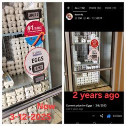 Wow.. check out the now and before EGG Prices from this location and my previous posted Aldi photo.   3/12/2025