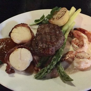 Morton's The Steakhouse - Filet, bacon wrap scallops and shrimps - yum!!! - Steakhouses Near Me - Honolulu, Hawaii