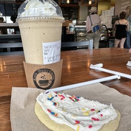 Cookie and drink. Cookie and drink.
