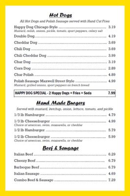Menu photo 2 Happy Dog West Chicago West Chicago, IL Menu photo 2 Happy Dog West Chicago West Chicago, IL