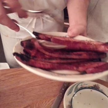 Peter Luger - a plate full of The canadian bacon - Steakhouses Near Me - Brooklyn, New York
