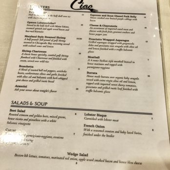 Ciao - Dinner menu - Bars Near Me - Wausau, Wisconsin