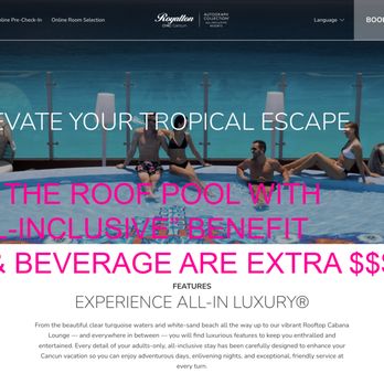 Royalton - This Rooftop Pool is Heavily Advertised on their website and social media pages, but "All-Inclusive" guests have to pay extra for food/drink - Resorts Near Me - Cancún, ROO Royalton - This Rooftop Pool is Heavily Advertised on their website and social media pages, but "All-Inclusive" guests have to pay extra for food/drink - Resorts Near Me - Cancún, ROO