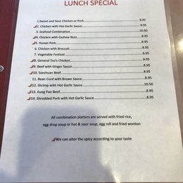 Menu-Lunch specials
