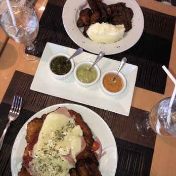 DiCrespo - VacÃo with mashed potatoes and maduros, Pollo a la Chicken Milanese with mashed potatoes and maduros. - Argentine Near Me - Miami, Florida DiCrespo - VacÃo with mashed potatoes and maduros, Pollo a la Chicken Milanese with mashed potatoes and maduros. - Argentine Near Me - Miami, Florida