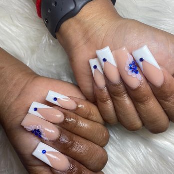 Harmony Nails & Spa - Color Acrylic in Beige with 3d flower art - Nail Salons Near Me - Philadelphia, Pennsylvania Harmony Nails & Spa - Color Acrylic in Beige with 3d flower art - Nail Salons Near Me - Philadelphia, Pennsylvania