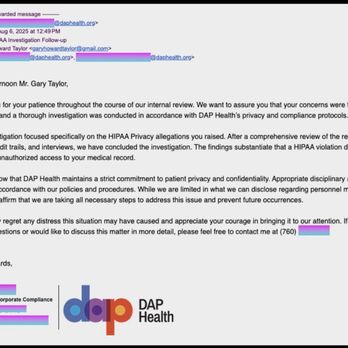 DAP Health - DAP acknowledges HIPPA violation - Walk-in Clinics Near Me - Palm Springs, California DAP Health - DAP acknowledges HIPPA violation - Walk-in Clinics Near Me - Palm Springs, California