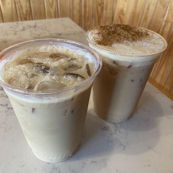 Spiller Park Coffee - Toco Hill - Shake Shake on the left and Chai latte on the right - Coffee & Tea Near Me - Atlanta, Georgia Spiller Park Coffee - Toco Hill - Shake Shake on the left and Chai latte on the right - Coffee & Tea Near Me - Atlanta, Georgia
