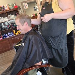 K-Tease Cuts Family Hair Care - Stephanie cutting my husband's hair