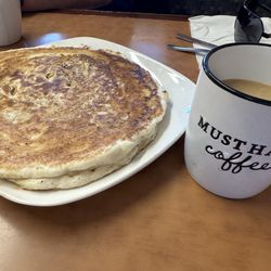 Karen's Main Street Diner - Delicious huge pancake and tasty coffee!