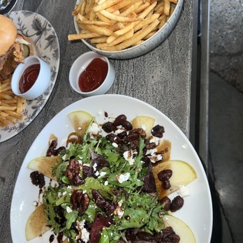 Decadence - Pears and Goat Cheese Salad + Sexy Skinny Fries - New American Near Me - Hermosa Beach, California Decadence - Pears and Goat Cheese Salad + Sexy Skinny Fries - New American Near Me - Hermosa Beach, California