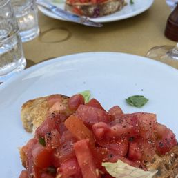 Bruschetta with tomato.  Perfect.