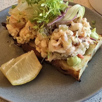 Aurum Maui - LOBSTER TOAST - lobster meat, shaved fennel salad, with whipped avocado served over toasted focaccia bread. - Desserts Near Me - Wailea, Hawaii Aurum Maui - LOBSTER TOAST - lobster meat, shaved fennel salad, with whipped avocado served over toasted focaccia bread. - Desserts Near Me - Wailea, Hawaii