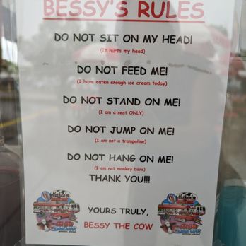 Nathan's Dairy Bar - Cow bench rules - Ice Cream & Frozen Yogurt Near Me - Manassas, Virginia
