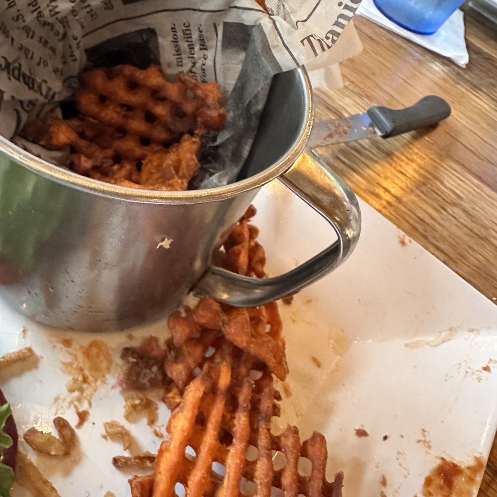 Burger Tavern 77 - Pretty sure they ended up giving my burnt fries I sent back to another person at our table - Burgers Near Me - Columbia, South Carolina Burger Tavern 77 - Pretty sure they ended up giving my burnt fries I sent back to another person at our table - Burgers Near Me - Columbia, South Carolina
