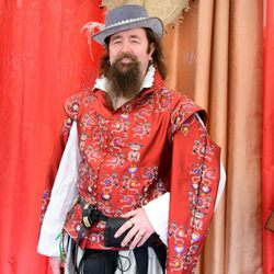 Men's custom embroidered Elizabethan doublet with authentic 16th Century reproduction.