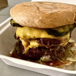 In all its glory: triple cheeseburger In all its glory: triple cheeseburger