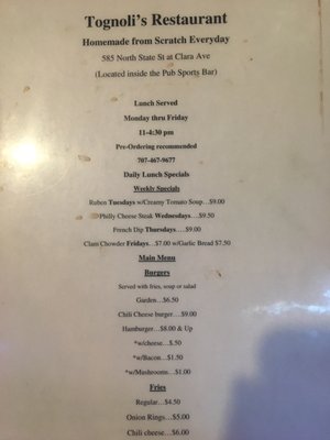 Menu photo 2 The Pub Ukiah, CA