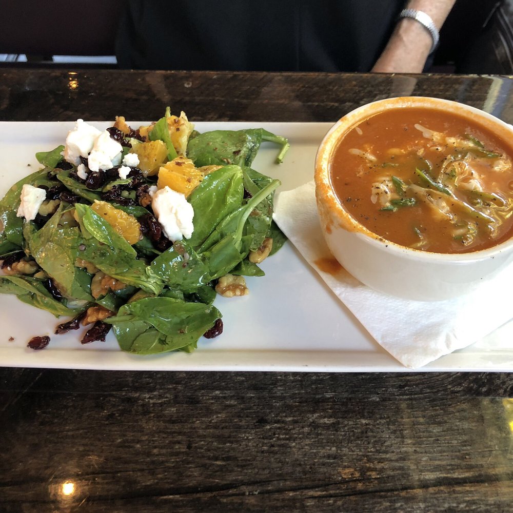 Basin 141 - Spinach quinoa salad and tomato soup - Gastropubs Near Me - Monrovia, California Basin 141 - Spinach quinoa salad and tomato soup - Gastropubs Near Me - Monrovia, California