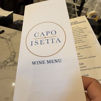 Capo Isetta - Menu - Wine Tasting Room Near Me - Sonoma, California