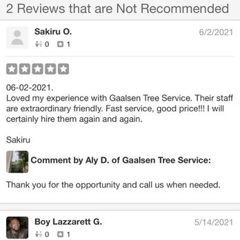 Gaalsen Tree Service - Happy client - Tree Services Near Me Gaalsen Tree Service - Happy client - Tree Services Near Me