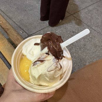 Hila Gelato Caffe - Large cup with: - chocolate - pistachio - ricotta cheese - saffron - mango - Coffee & Tea Near Me - San Francisco, California Hila Gelato Caffe - Large cup with: - chocolate - pistachio - ricotta cheese - saffron - mango - Coffee & Tea Near Me - San Francisco, California