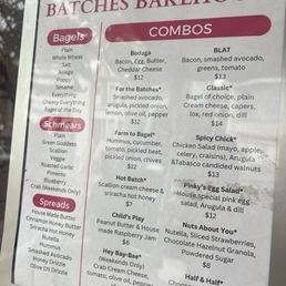 Menu outside the venue