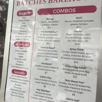 Batches Bakehouse - Menu outside the venue - Bakeries Near Me - San Francisco, California