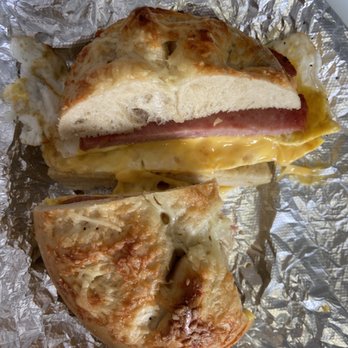Bagel Garden - Pork roll egg and cheese on Asiago - Bagels Near Me - Branchburg, New Jersey