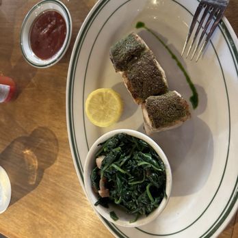 Connie & Ted's - Sea bass Wilted Spinach - Seafood Near Me - West Hollywood, California Connie & Ted's - Sea bass Wilted Spinach - Seafood Near Me - West Hollywood, California