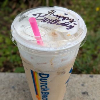 Dutch Bros Coffee - Iced Caramel Pumpkin Brulee w/soft top - Juice Bars & Smoothies Near Me - Vista, California