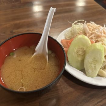 Kouraku - Miso soup and green salad - Japanese Near Me - Los Angeles, California Kouraku - Miso soup and green salad - Japanese Near Me - Los Angeles, California
