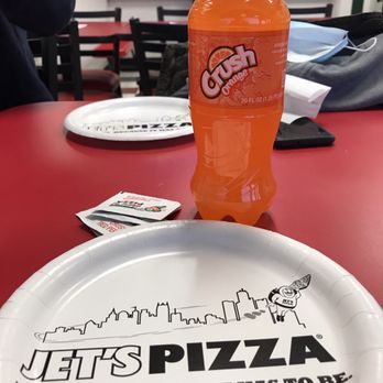 Jet's Pizza - Drink and plate - Pizza Near Me - Aurora, Colorado